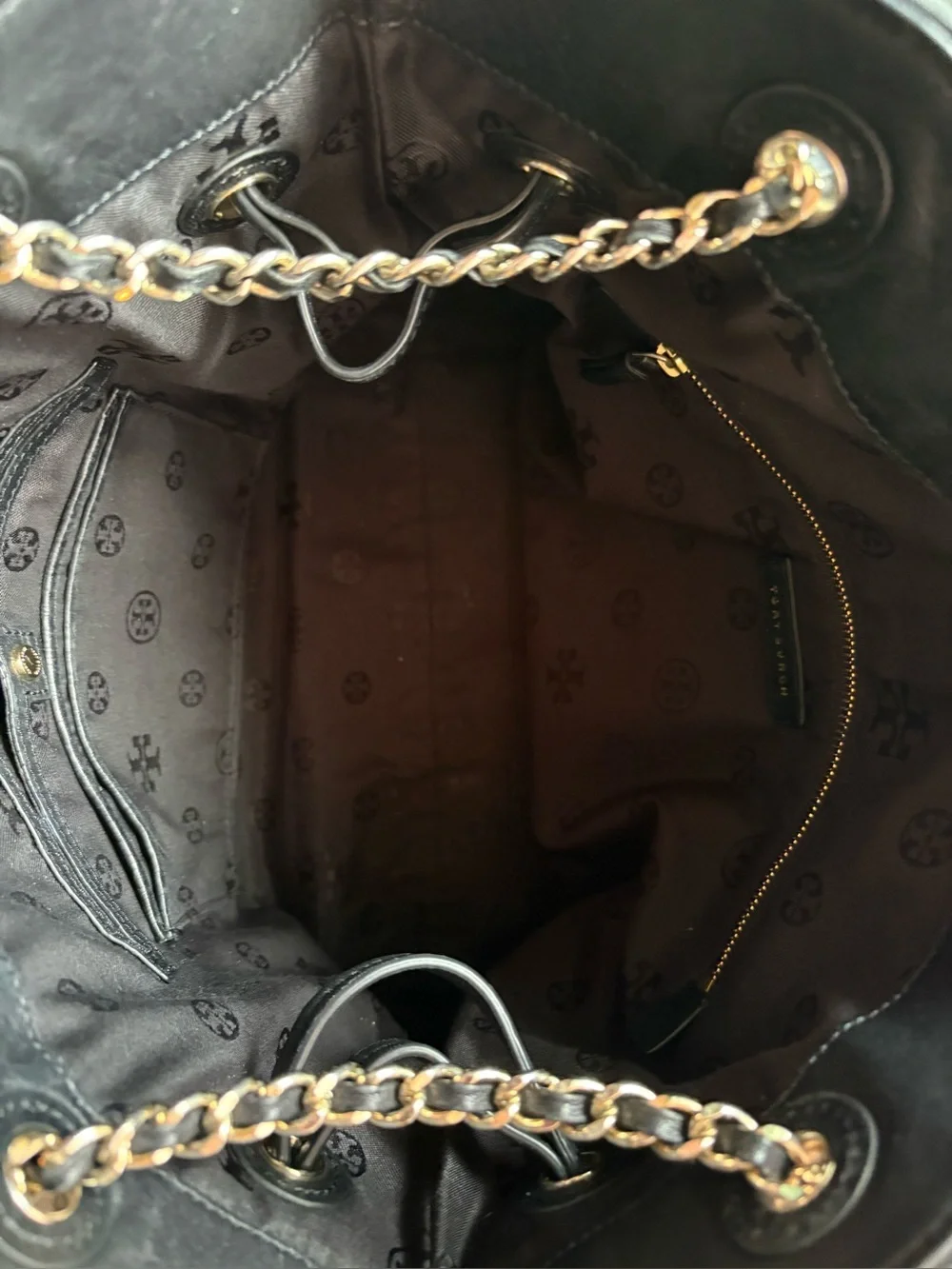 Tory Burch Quilted Diamond Marion Slouchy Tote Bag Black